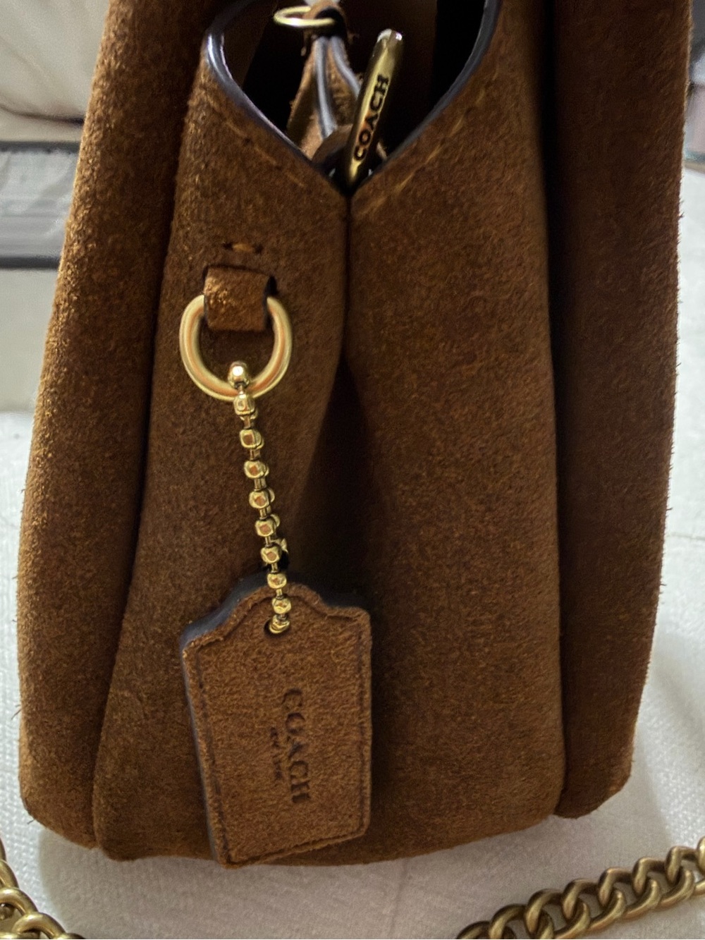 Coach Suede Lana 19 Tote Bag with Chain crossbody strap - Picture 4 of 12